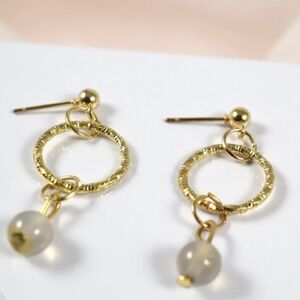 Margot Pearl Crystal Minimalist Hoop Earrings with Agate Beads